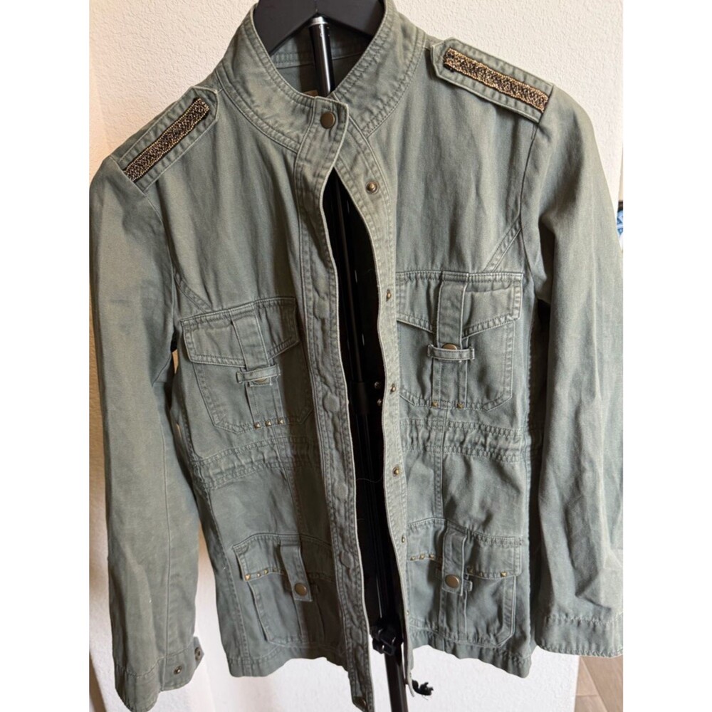 Democracy Olive Green Jacket with Brass-Tone Hardware XS